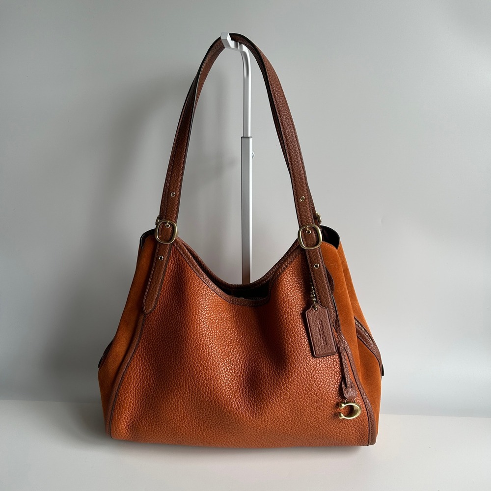 Coach Lori Shoulder Bag Canyon Burnt Orange Mixed Leather Suede C5265